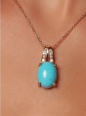 14K Gold Natural Turquoise & Diamond Pendant – LALI